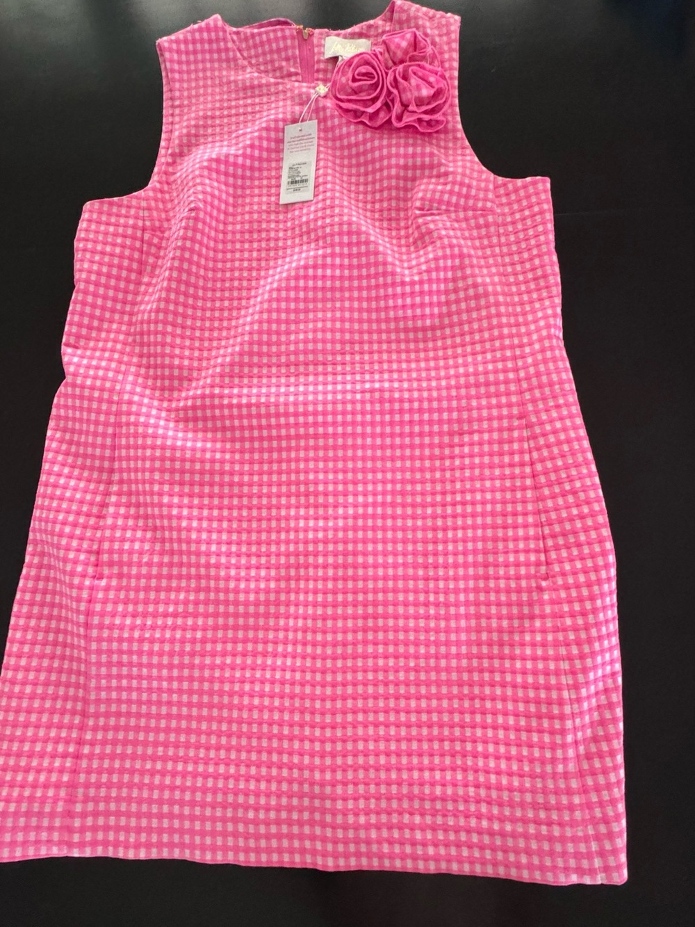 LILLY PULITZER EDITA
STRETCH Pink Gingham Dress with Rosette Accent. NWT Size 14 - Picture 2 of 9